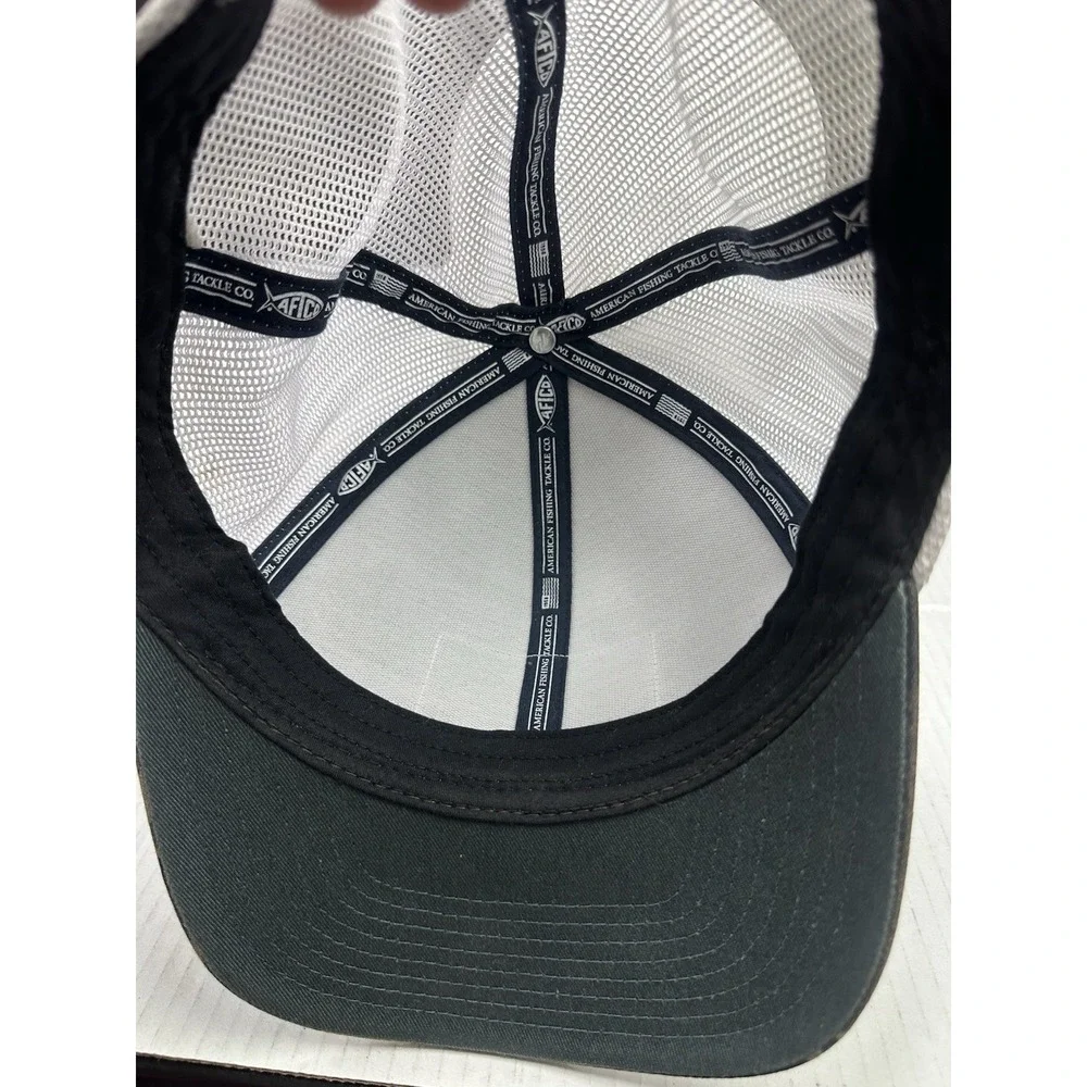 AFTCO Fishing Hat Cap Camo Snapback USA Fish Flag Patch Logo One Size Trucker